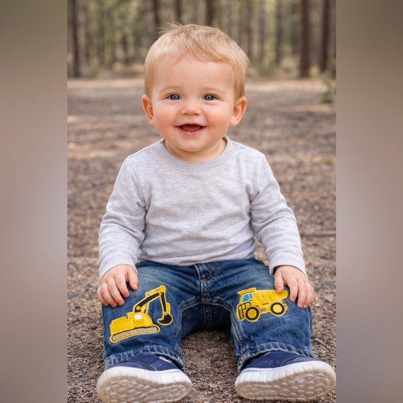 Carter's Other - Carter's Blue Jeans with Yellow Construction Patches